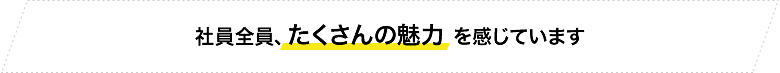 社員全員、たくさんの魅力を感じています